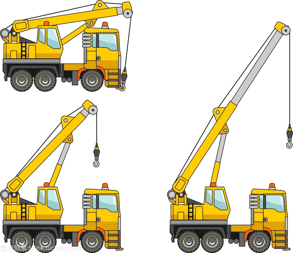 起重機。重型施工機械。矢量圖
